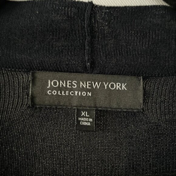 Jones New York Womens Dark Navy Blue Open Front Gold Tone Button Cardigan Sz XL - Picture 3 of 7